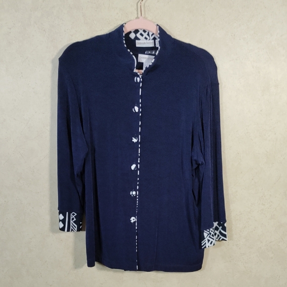 09185 Draper's & Damon's blue Traveler Knit twinset PL - Picture 1 of 12